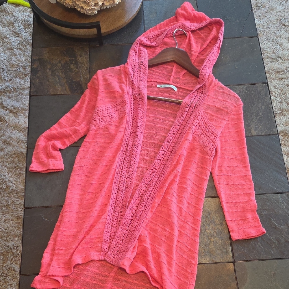 Maurices Pink Hooded Cardigan